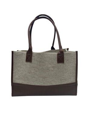 MMs Brands Cream and Brown Tote Bag